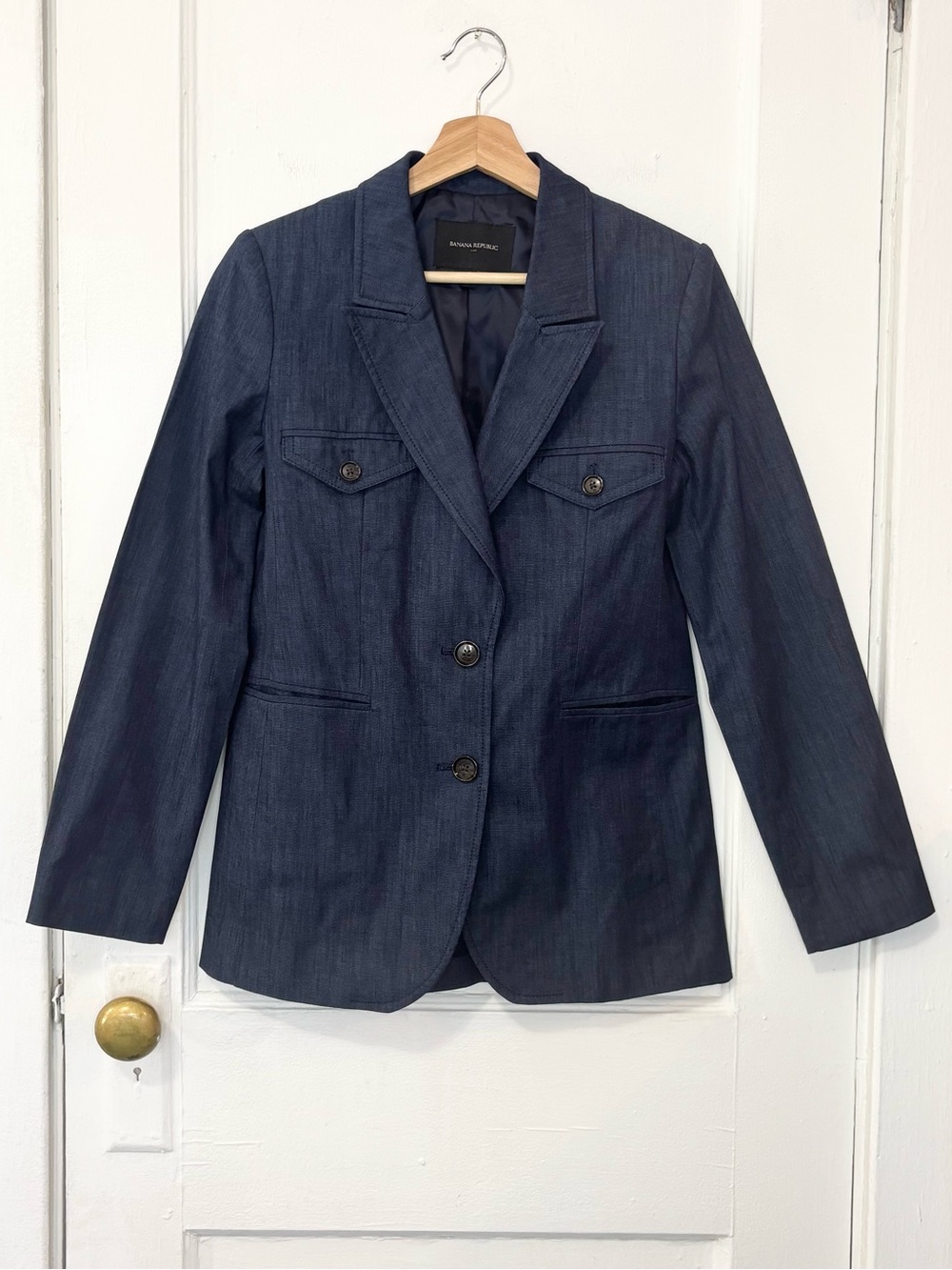Banana Republic Factory Women’s Indigo Chambray Field-Style Blazer, Size 0 Reg